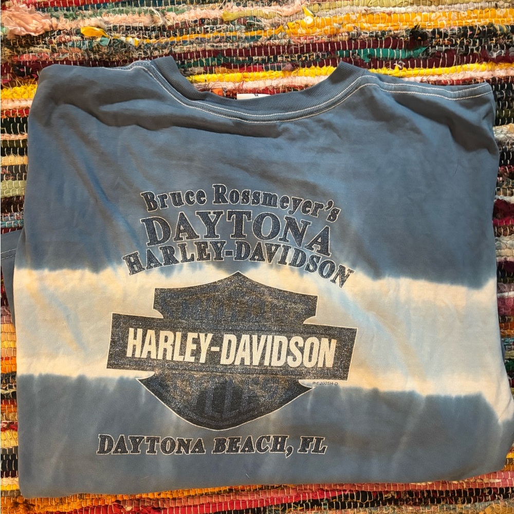 Harley Davidson Long Sleeve Tie Dye 💙🩵